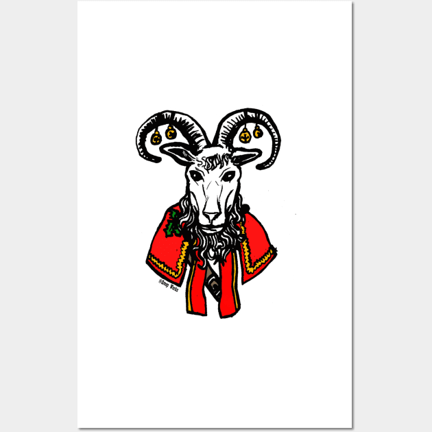 Yule Goat Scandinavian Christmas Spirit Wall Art by maroonbeard